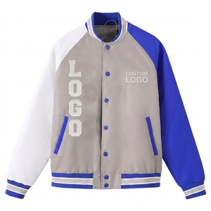 Chaqueta Bomber Z Phi B Gris Azul Satinado con Bordado Chenille, Logotipo Personalizado, Chaqueta Universitaria Griega para Mujer con Botones a Presión, Prenda Premium - Product Image 1