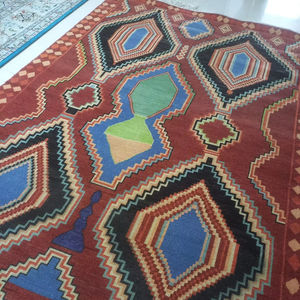 Alfombra de algodón bordada azul antiguo de 7x9, diseño persa mate a mano de alta calidad, sala de estar moderna, hogar, oración, mascota amigable 1 - Product Image 1