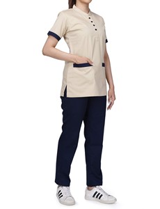 Oferta Especial: Conjunto de Uniforme Quirúrgico Personalizado con Cuello en V y Manga Corta, 100% Algodón Tejido, Unisex, para Enfermería, Hospitales, Tallas M y L - Product Image 4