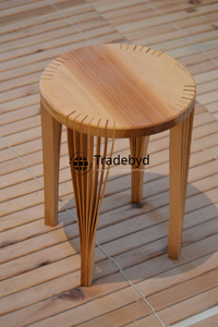 Taburete de madera natural hecho a mano para interiores de casas de lujo Tradebyd - Product Image 3