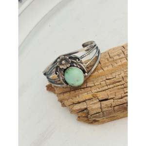 Emerald Valley Turquoise & Sterling <b>Silver</b> <b>Cuff</b> <b>Bracelet</b> Handmade by Navajo Artisans-Cultural Collectible Jewelry - Product Image 4