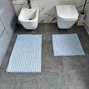 Tapis de salle de bain en microfibre chenille bleu mélodie, antidérapant, doux, 50x80 cm - Product Image 5