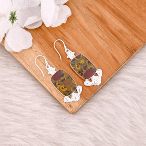 Pendientes Clásicos de Jaspe Frutal, Pendientes Colgantes de Latón Plateado, Estilo Moderno, Personalizables para Mujer, para Bodas y Fiestas - Product Image 3