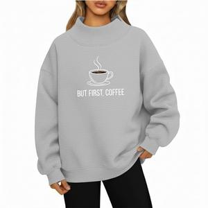 Sudaderas de Invierno Personalizadas de Punto Holgado con Cuello Alto, 380 g/m², Poliéster/Algodón, para Mujer, Estampado con Logotipo en la Parte Delantera, Talla Grande - Product Image 5