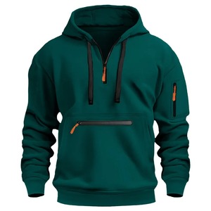Jersey deportivo informal para hombre, Sudadera con capucha de Color sólido, bolsillo en el brazo, cuerda para tirar, blusa de manga larga para primavera, otoño e invierno, teñido liso - Product Image 1