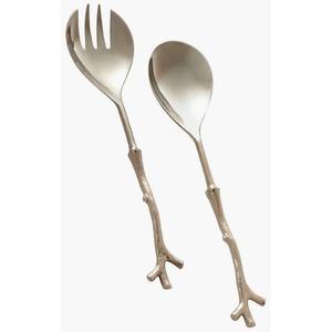 Juego de servicio de alimentos de acero inoxidable con mango dentado cuadrado, juego de servicio de ensaladas, servidores de ensalada decorativos de metal - Product Image 3