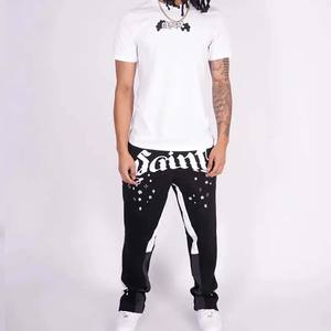 Personalizado de los hombres de algodón Puff impreso pantalones de chándal Casual Streetwear Joggers Stacked Flare pantalones de chándal - Product Image 3