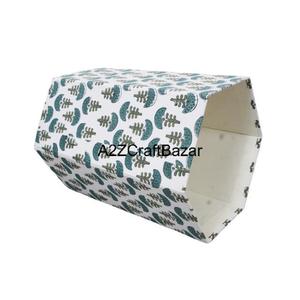 Cesta de Papel Artesanal Ecológica de Madera con Tapa Abierta Tipo Rodillo, Diseño GEOMETRÍA, Uso Interior y Exterior, Cocina, Rajasthan, en Stock - Product Image 4