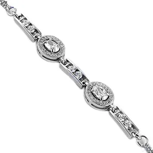 Bracelet tennis pour femme en argent perlé avec zircon et perle - Tendance, pour fêtes et occasions religieuses, plaqué argent - Product Image 2