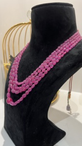 Cuentas de rubí Rosa natural de 4 capas ajustables, collar de cuentas de moda étnica de boda de 3-8mm en Dori Multi Stand - Product Image 5