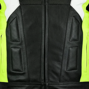 Chaqueta de moto de cuero Original negra/amarilla de carreras para hombre, protecciones interiores, chaqueta de cuero genuino para montar en motocicleta para hombre - Product Image 6