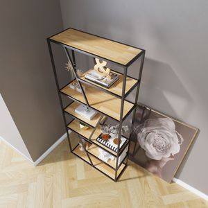 Étagère à livres en bois sur pied avec base à ventouses 90x34x200cm - Product Image 3