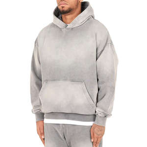Sudadera con capucha y cremallera de alta calidad con efecto desgastado, estilo oversize, para hombre, otoño-invierno - Product Image 3