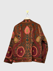 Veste en velours brodée de fleurs, col mandarin, manches longues, style Prairie Chic, vêtements d'hiver pour femmes grandes tailles - Product Image 2