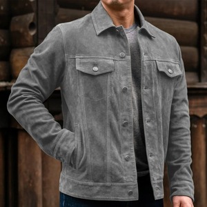 เสื้อแจ็กเก็ตหนังสำหรับผู้ชายมีปลอกคอดีไซน์ล่าสุด - Product Image 6