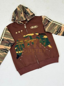 Sweats à capuche de haute qualité avec camouflage Imprimé sur la capuche et les manches Street wear Sweat à capuche en coton chenille brodé Sweats à capuche imprimés - Product Image 3