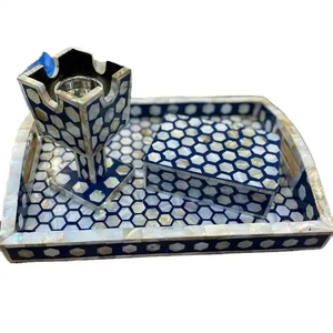 Ensemble de brûleur à bakhoor avec incrustation de motif floral vert Oman Mop, avec petite boîte, disponible en plusieurs tailles par Decor World Expo - Product Image 3