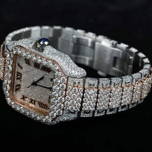 Reloj de Diamantes Moissanite de Primera Calidad, Resistente al Agua, para Toda Ocasión, Elegante, Analógico, de Acero Inoxidable, Totalmente Personalizable - Product Image 1