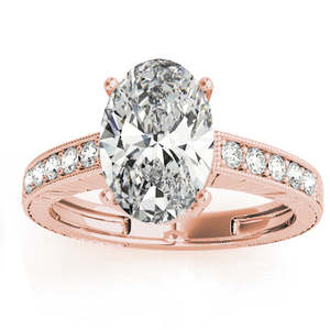 แหวนหมั้นทรงรีประดับเพชรโรสโกลด์ 18K ประดับเพชร 0.10 กะรัต - Product Image 2