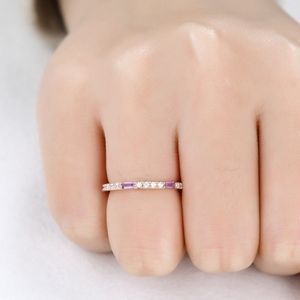 แหวนพลอยอเมทิสต์ธรรมชาติทำจากทองคำแท้18kt หรูหราดีไซน์ใหม่แหวนทองคำแท้พร้อมแหวนเพชรแท้ - Product Image 5