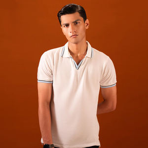 Polos originales de algodón 100% para hombre, camisetas de manga corta con logotipo bordado personalizado, camiseta Polo ajustada de secado rápido para EE. UU. - Product Image 6