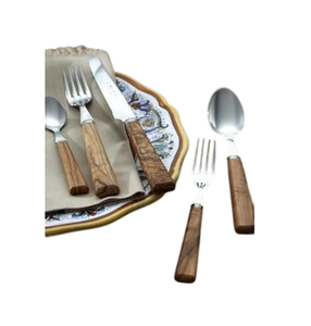 Juego de Cubiertos de Acero Inoxidable de Primera Calidad con Mango de Madera, Juego de Cubiertos para el Hogar, Restaurante y Regalos de Boda, Precio Económico - Product Image 4