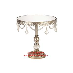 Mesa auxiliar de lujo con acabado antiguo, mesa lateral de lujo redonda con tapa de vidrio para decoración de café y lámpara - Product Image 2