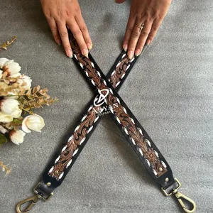 กระเป๋าหนังมือเครื่องมือเริ่มต้นเข็มขัดหนังตะวันตกคอลเลกชันสายรัดทําด้วยมือมีสไตล์สําหรับกระเป๋าสีดํา - Product Image 1