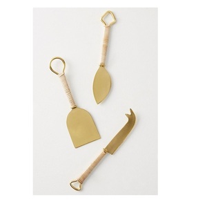 Manche en osier et couteaux à fromage en acier inoxydable, ensemble de couteaux à fromage - Product Image 1