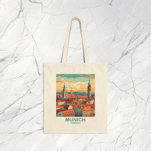 For Munich Germany Travel <b>Canvas</b> <b>Tote</b> Bag Vintage Style Memory Gift Present T2EU_GEMU1 - Product Image 2
