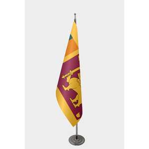 Drapeau d'intérieur officiel du Sri Lanka 3x5 pieds, imprimé numériquement, en nylon et soie, avec mât en aluminium, pour l'assurance automobile, l'éducation et les agences de voyage - Product Image 1