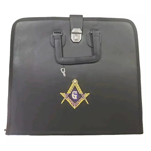 Masonic Regalia Delantal Collar Estuche rígido Maletín personalizado Cuero suave Cerraduras de metal MDF 2mm 5 mm Hebillas de plástico Ronpex - Product Image 1