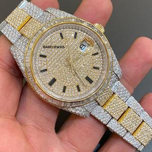 Reloj de Lujo con Incrustaciones de Moissanita en Dos Tonos, con Brillo VVS, Estilo Hip Hop, Esfera de Diamantes, Reloj de Pulsera Premium - Product Image 1