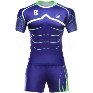 Uniforme de rugby à demi-manches couleur unie uniforme de rugby de haute qualité uniforme de rugby en polyester 100% sur mesure - Product Image 2