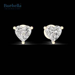 Hop Selling 925 Sterling 18K Gold Plated Silver Full Heart Diamond Earring Joyería clásica para mujeres - Product Image 3