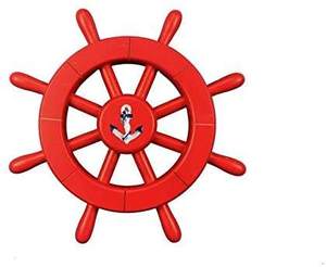 <b>Nautical</b> Antique Wooden Wheel Red <b>Decorative</b> Ship Wheel with Anchor 12" -<b>Decorative</b> Wooden Wheel for Home <b>Decoration</b> item - Product Image 3