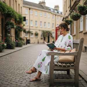 Vestido Midi de Algodón con Estampado Floral Bohemio, Estampado a Mano, Elegante, Veraniego y Cómodo para Mujer - Product Image 5