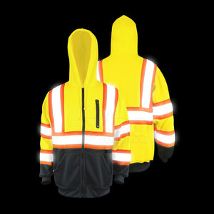 Múltiples tamaños personalizables Oem Hi Vis Winter Hi Vis Hoodie Color sólido Ropa de trabajo de invierno con Sudadera con capucha de alta visibilidad - Product Image 3