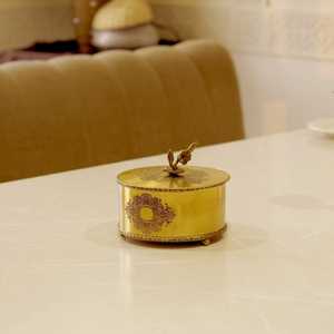 Traditional Brass Antique Dinnerware <b>Storage</b> <b>Box</b> with <b>Floral</b> Handle Handmade Vintage Organizer for Serving Accessories - Product Image 4