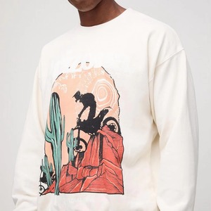 <b>Top</b> Quality Long Sleeve Sweatshirts Drop Shoulder <b>Mock</b> <b>Neck</b> Loose Pullover Printed Sweatshirt For Men Clothing Manufacturer - Product Image 2