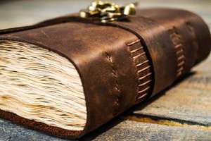 Journal en cuir véritable fait à la main, nouveau style vintage, format A5, couverture rigide, carnet de croquis, bord de feuille recyclé, coton, crayon, cadeau - Product Image 2