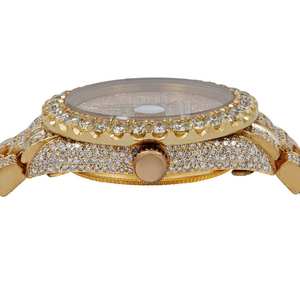 Reloj Analógico de Cuero de Primera Calidad, Mecánico, de Lujo, Estilo Antiguo, Personalizado, con Diamantes Moissanite de Dos Tonos y Números Arábigos Rojos - Product Image 5