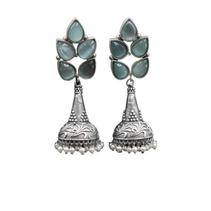 Top qualité laiton matériel nouveau Design élégant argent se ressemblent pierre goujon Jhumka boucle d'oreille bijoux pour filles et femmes - Product Image 3