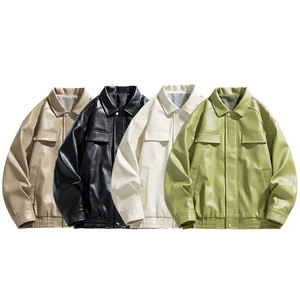 Nueva llegada chaqueta de moda de invierno para hombre, venta completa de cuero PU de Color sólido con lona para hombres avanzados de moda - Product Image 1