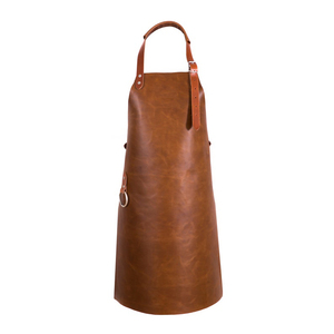 Tablier de cuisine de soudage en cuir véritable de Restaurant robuste bavoir étanche pour chef pour barbecue LAN-0025 de Style sans manches - Product Image 4