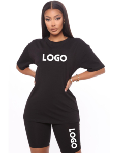 Ensemble de vêtements pour femmes, personnalisation professionnelle, t-shirt oversize assorti à un short moulant, survêtement 100% coton, respectueux de l'environnement - Product Image 2