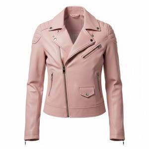 Veste de motard en cuir rose professionnelle pour femmes, design personnalisé, vente en gros en vrac, prix d'usine, style moto authentique, manteau pour femmes - Product Image 2