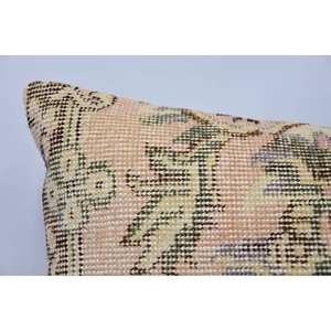 Oreiller en laine patchwork floral Kantha 16x24 pouces Coussin beige Coussin décoratif tissé et brodé Vintage Square Print - Product Image 2