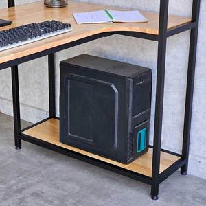 140x80cm Computer <b>Desk</b> with Integrated PC <b>Shelf</b> and Bookshelf Rubber Wood and Iron Frame Assembled for Hotel Use COD68055 - Product Image 6