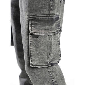 กางเกงยีนส์ผู้ชายคุณภาพสูง ผ้าเดนิมน้ำหนักเบา ทรงขากว้าง ตรง ลายทาง ดีไซน์ 6 กระเป๋า ล้างสีเรียบ - Product Image 5